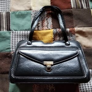 Vintage 50/60s black leather pocketbook purse